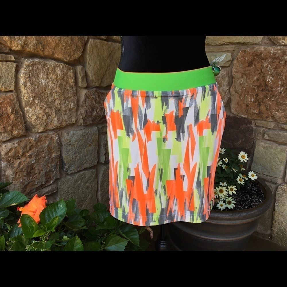 Callaway Women's Mini Skirt - Neon Green, Orange, Gray Pattern